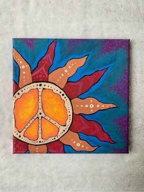 Cool Bohemian Hippie Peace Sign Sun Painting